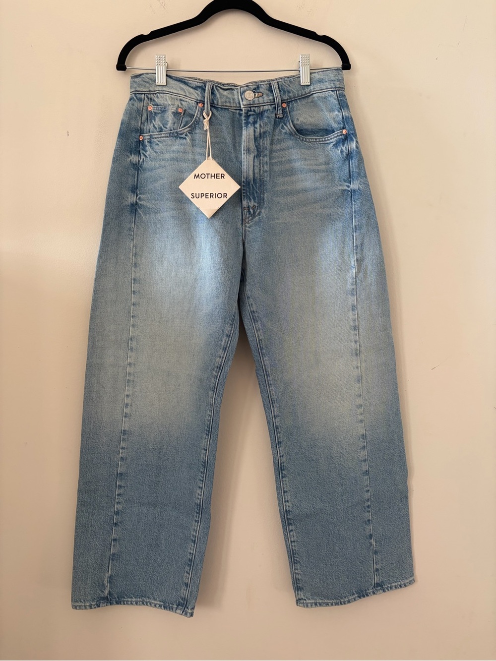 Mother Jeans The Half Pipe Blue High-Rise Straight Jeans This Is How I Roll - Picture 7 of 9